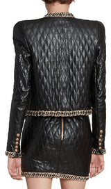 BLACK QUILTED LEATHER CHAIN JACKET