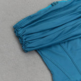 BLUE STRAPLESS LONG SLEEVE MAXI DRESS