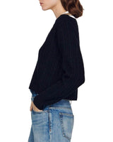 CONTRAST STRIPE CABLE KNIT SWEATER