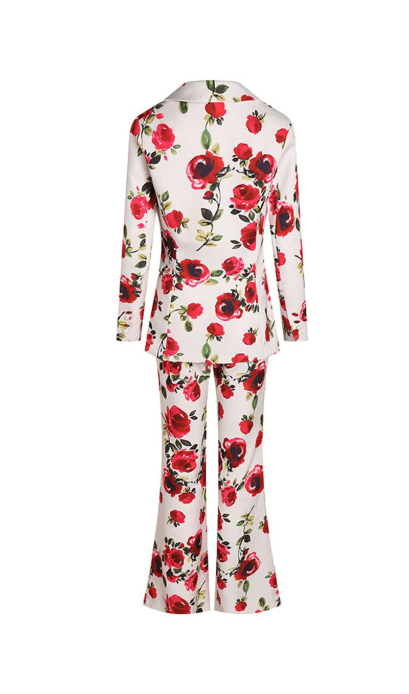 PRINTED LONG-SLEEVED SHIRT AND SUSPENDER TROUSERS THREE-PIECE SET