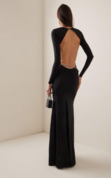 CRYSTAL EMBELLISHED MAXI DRESS IN JERSEY