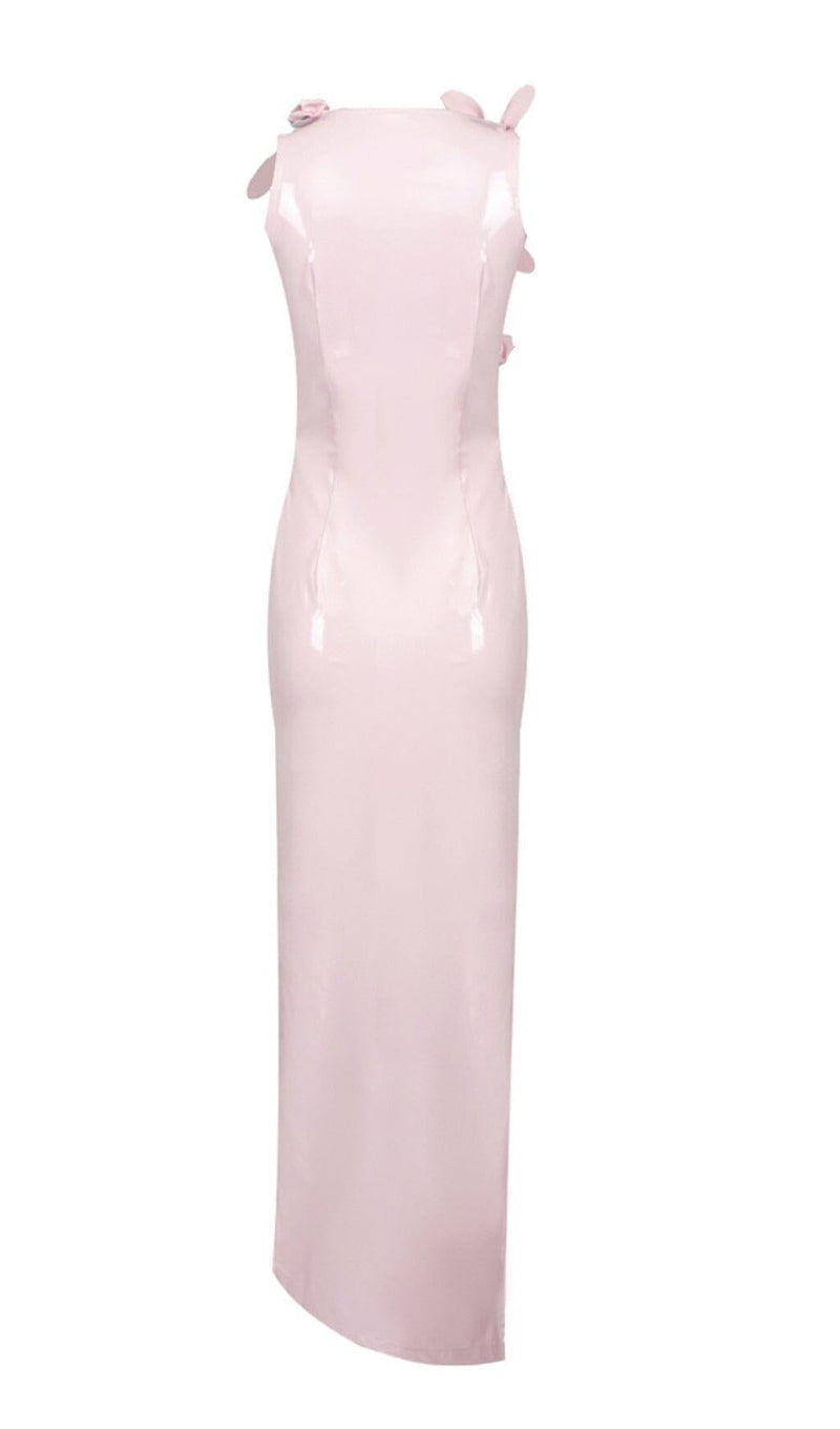 GLAM WITH EDGY SKINTIGHT LATEX GOWN IN PINK