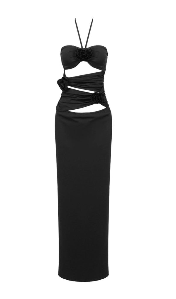 BANDAGE CUT OUT MAXI DRESS IN BLACK