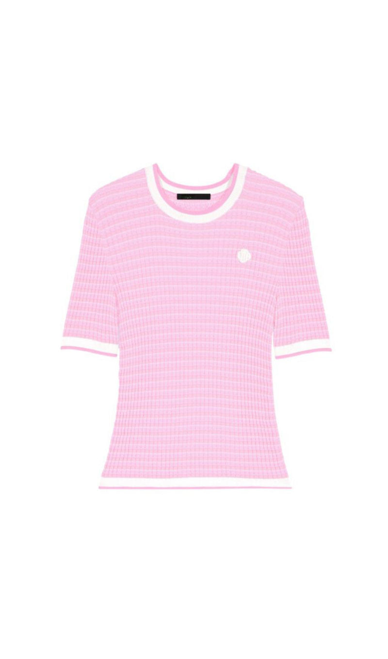 SHORT SLEEVE SWEATER IN PINK