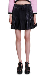 PLEATED FAUX LEATHER SKIRT