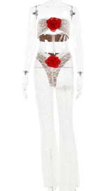FLOWER LACE HOLLOW JUMPSUIT IN WHITE