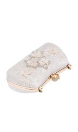 FLORAL LACE PEARL CLUTCH