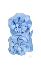 BLUE FLOWER STRAPLESS BIND MINI DRESS