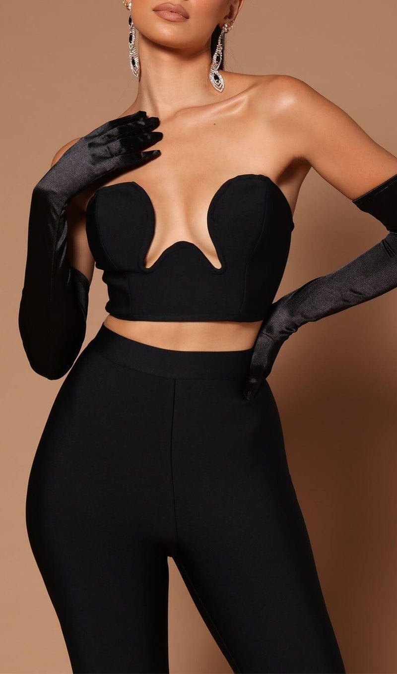 BANDAGE CUTOUT THREE PIECES SUIT IN BLACK