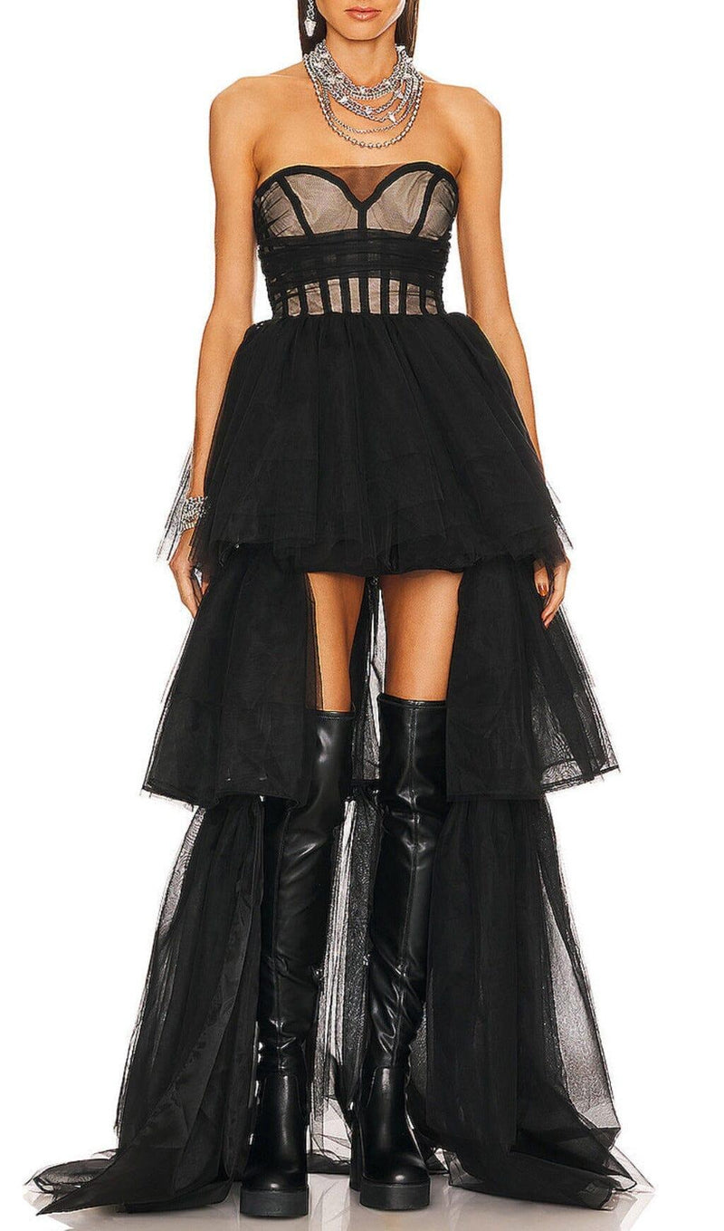 STRAPLESS CORSET TOP TULLE DRESS PAULA GOWN