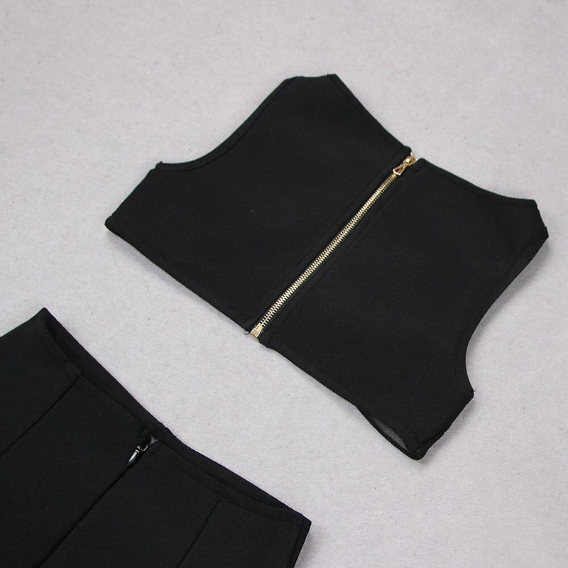 CUTOUT TWO PIECES SUIT IN BLACK