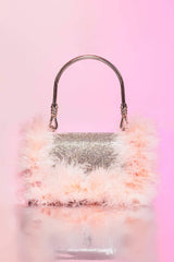 KERIN FEATHER POUCH - PINK