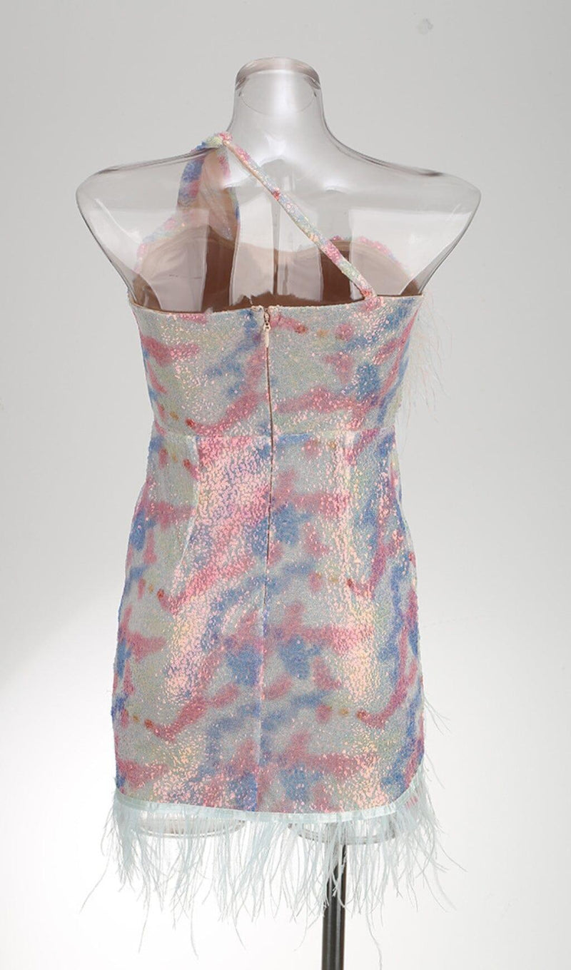 Feather Sequin Mini Dress