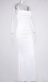 WHITE DRAPED CORSET MAXI DRESS
