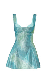SEQUIN STRAPPY BACKLESS MINI DRESS IN GREEN