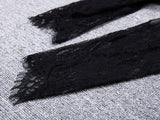 BLACK LACE STITCHED CHEST HOLLOW DRESS