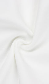FEATHER BODYCON MAXI DRESS IN WHITE