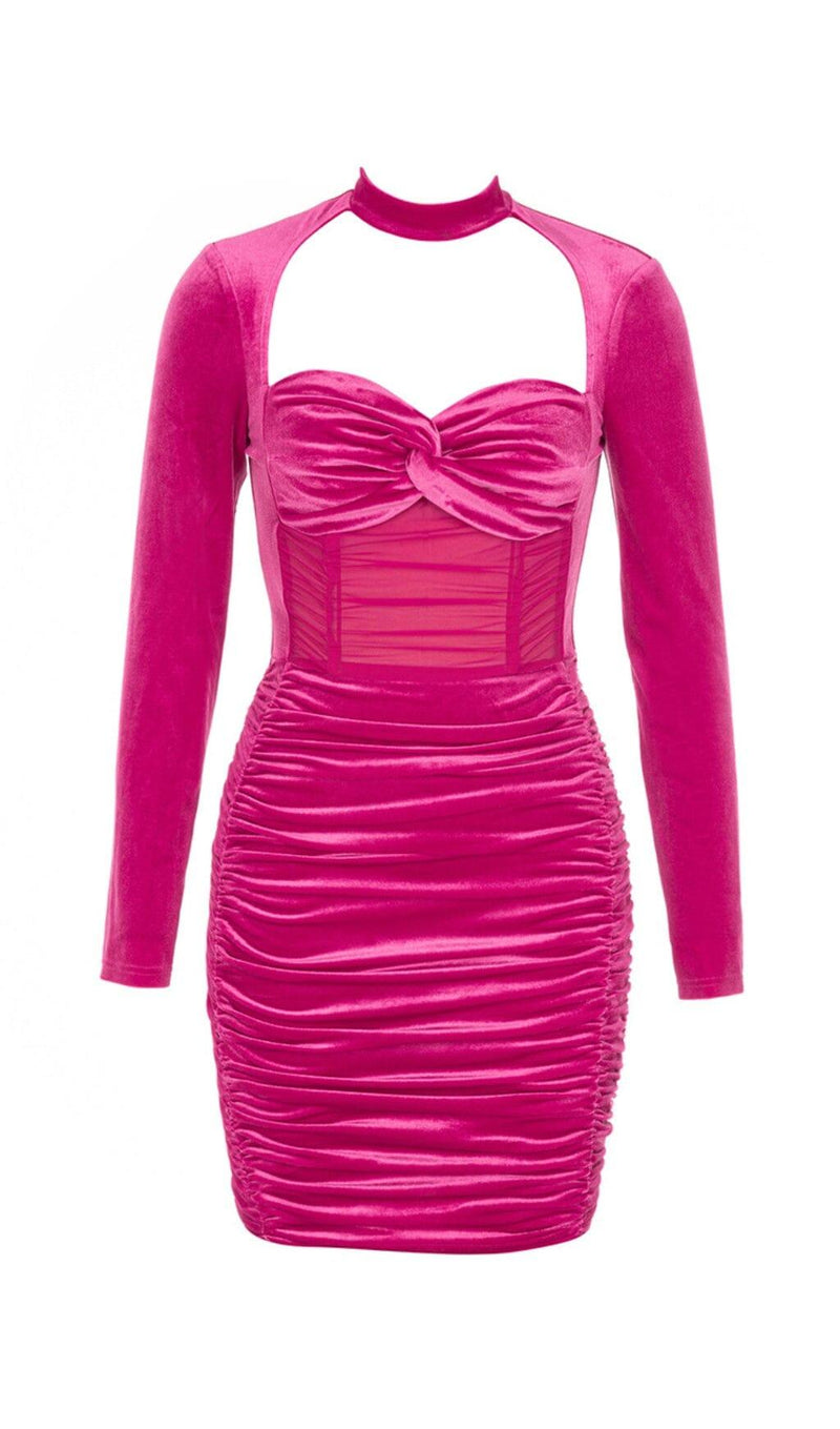 Shein Curve Hot Pink Dress Long Sleeve Bustier Vwired Lace Mini Dress Curve  2XL Party Barbie, Women's Fashion, Dresses & Sets, Dresses on Carousell