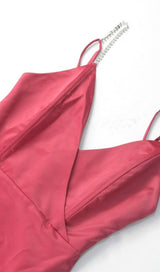BANDAGE FRINGED MAXI DRESS IN RED
