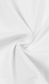  CROSS-SHOULDER OPEN-BACK MOP DRESS IN WHITE