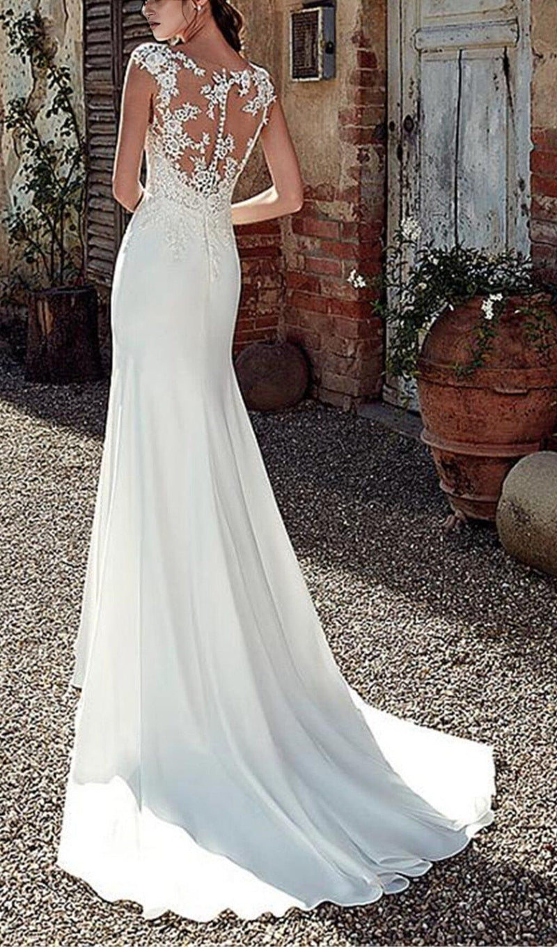 FISHTAIL MOPPING WEDDING DRESS IN WHITE