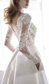  LACE STITCHED WEDDING DRESS IN WHITE