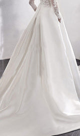  LACE STITCHED WEDDING DRESS IN WHITE
