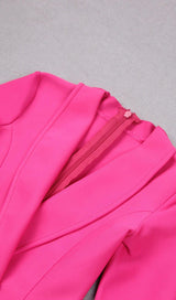 FEATHER JACKET DRESS IN HYPER PINK