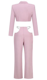 SNAKE BUCKLE WAISTBAND SUIT IN PINK